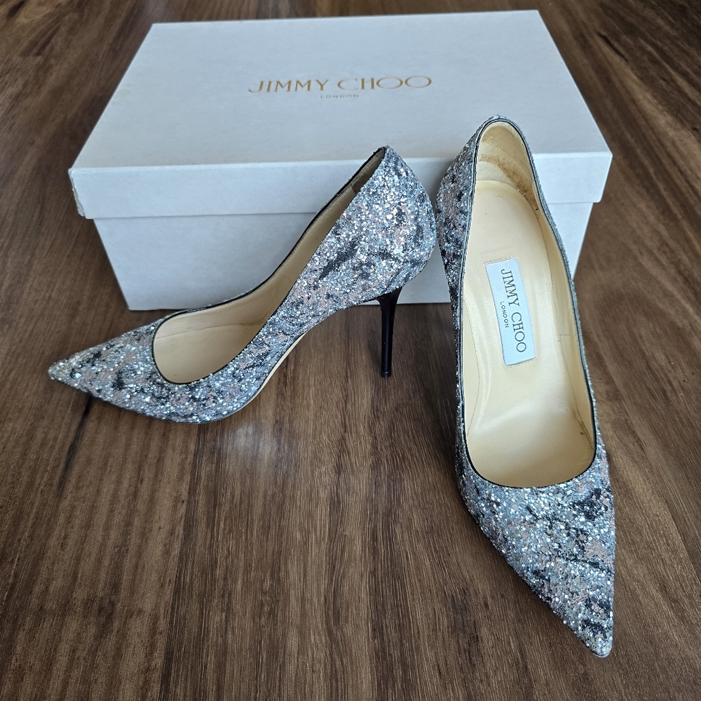 Jimmy Choo Romy 100 Glitter Stilettos